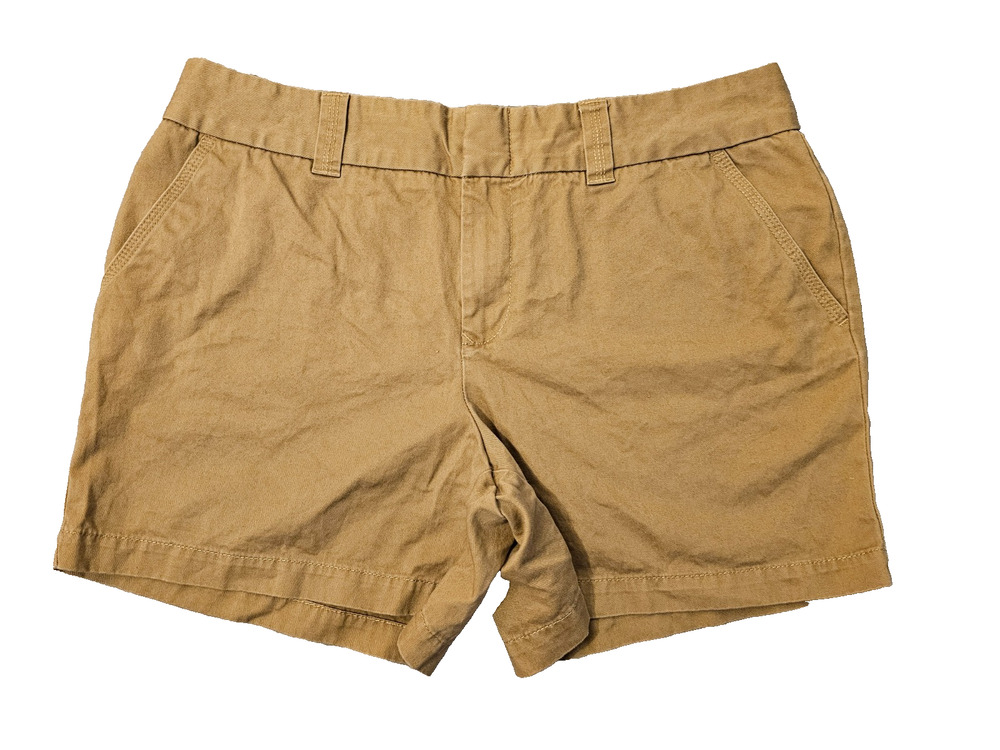 Tommy Hilfiger Womens Dark Khaki Chino Shorts Size 14 Plaid Lined Preppy